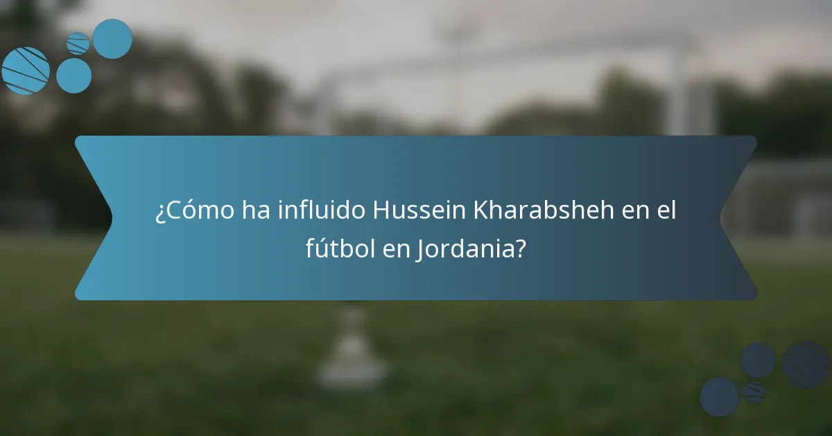 ¿Cómo ha influido Hussein Kharabsheh en el fútbol en Jordania?