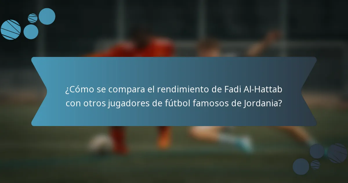 ¿Cómo se compara el rendimiento de Fadi Al-Hattab con otros jugadores de fútbol famosos de Jordania?