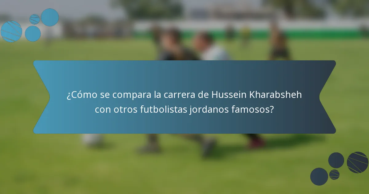 ¿Cómo se compara la carrera de Hussein Kharabsheh con otros futbolistas jordanos famosos?