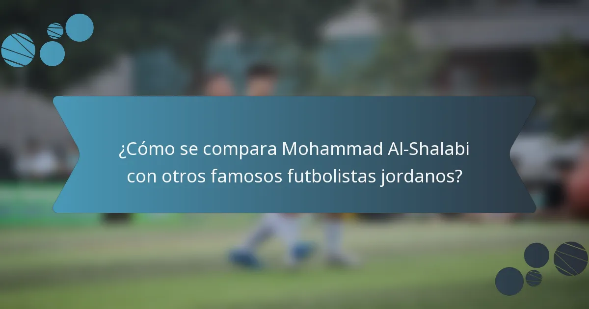 ¿Cómo se compara Mohammad Al-Shalabi con otros famosos futbolistas jordanos?