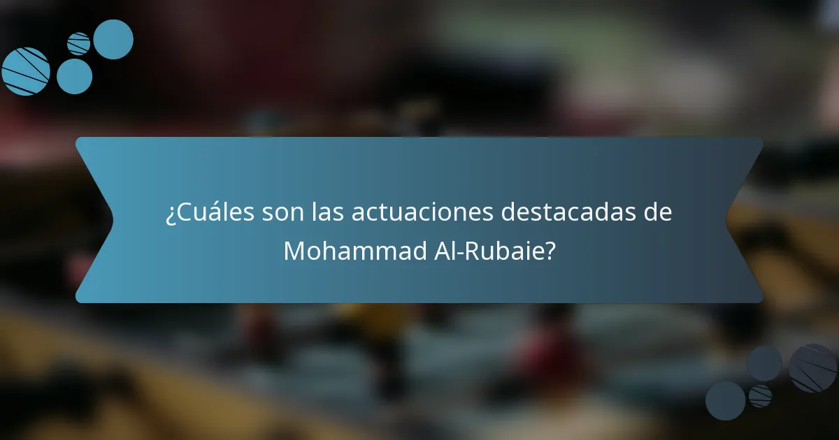 ¿Cuáles son las actuaciones destacadas de Mohammad Al-Rubaie?