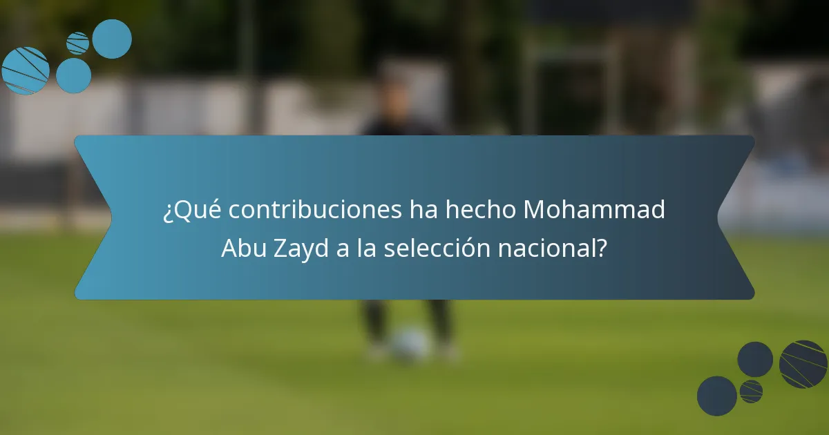 ¿Qué contribuciones ha hecho Mohammad Abu Zayd a la selección nacional?