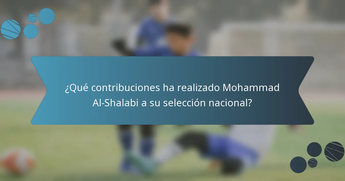 ¿Qué contribuciones ha realizado Mohammad Al-Shalabi a su selección nacional?