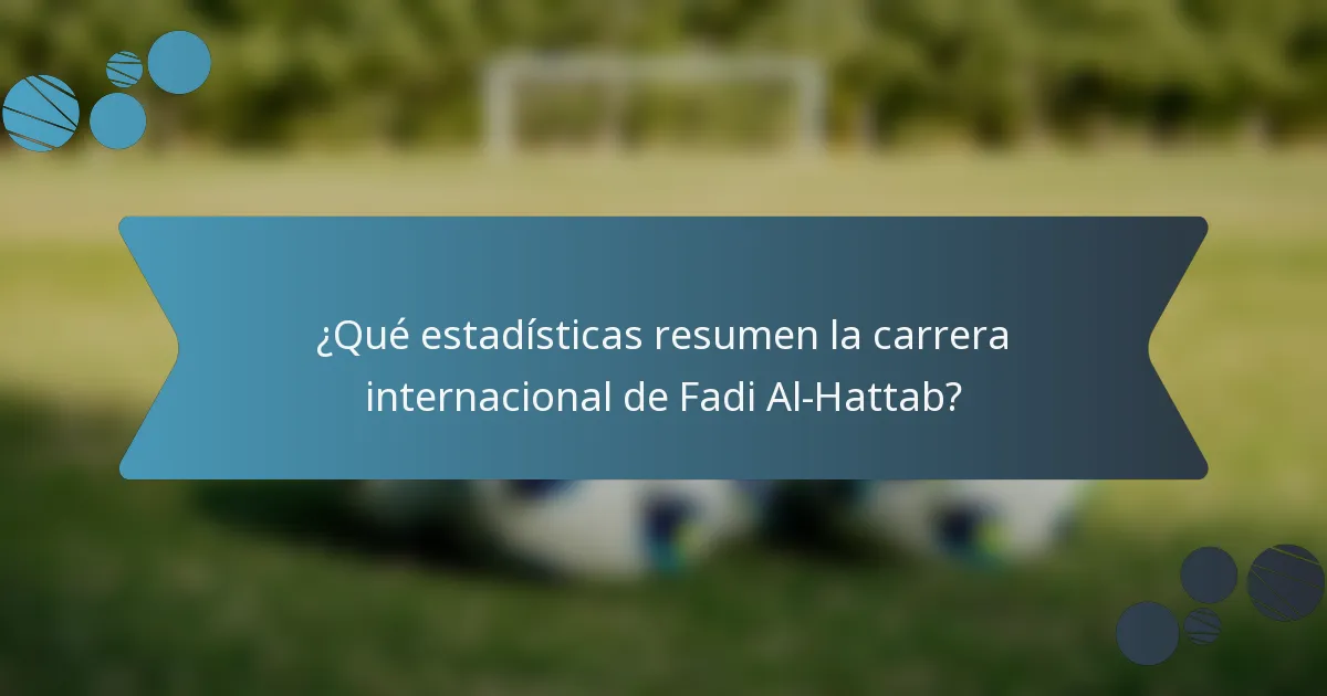 ¿Qué estadísticas resumen la carrera internacional de Fadi Al-Hattab?