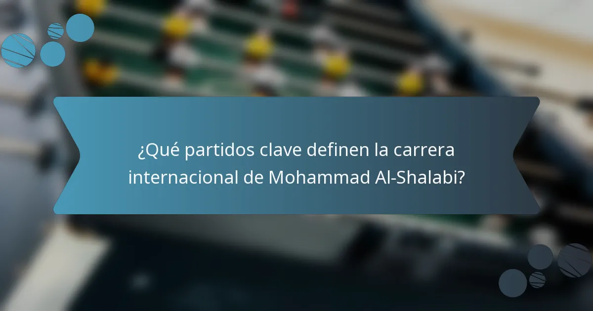 ¿Qué partidos clave definen la carrera internacional de Mohammad Al-Shalabi?