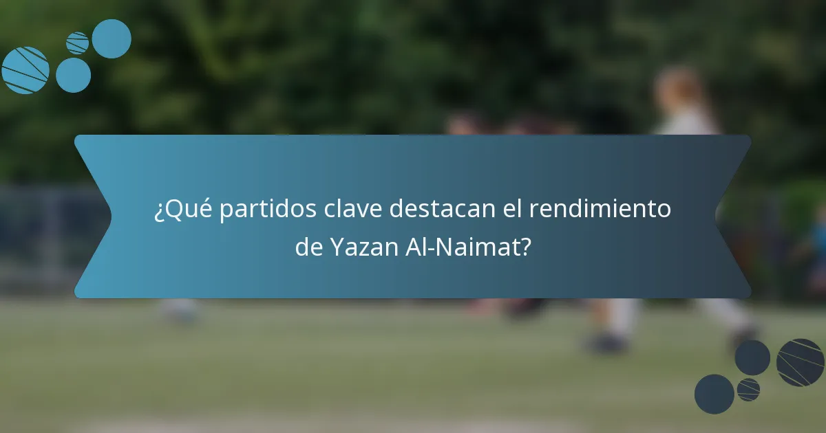 ¿Qué partidos clave destacan el rendimiento de Yazan Al-Naimat?
