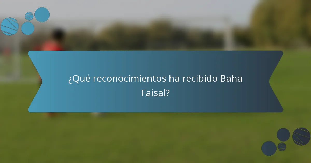 ¿Qué reconocimientos ha recibido Baha Faisal?